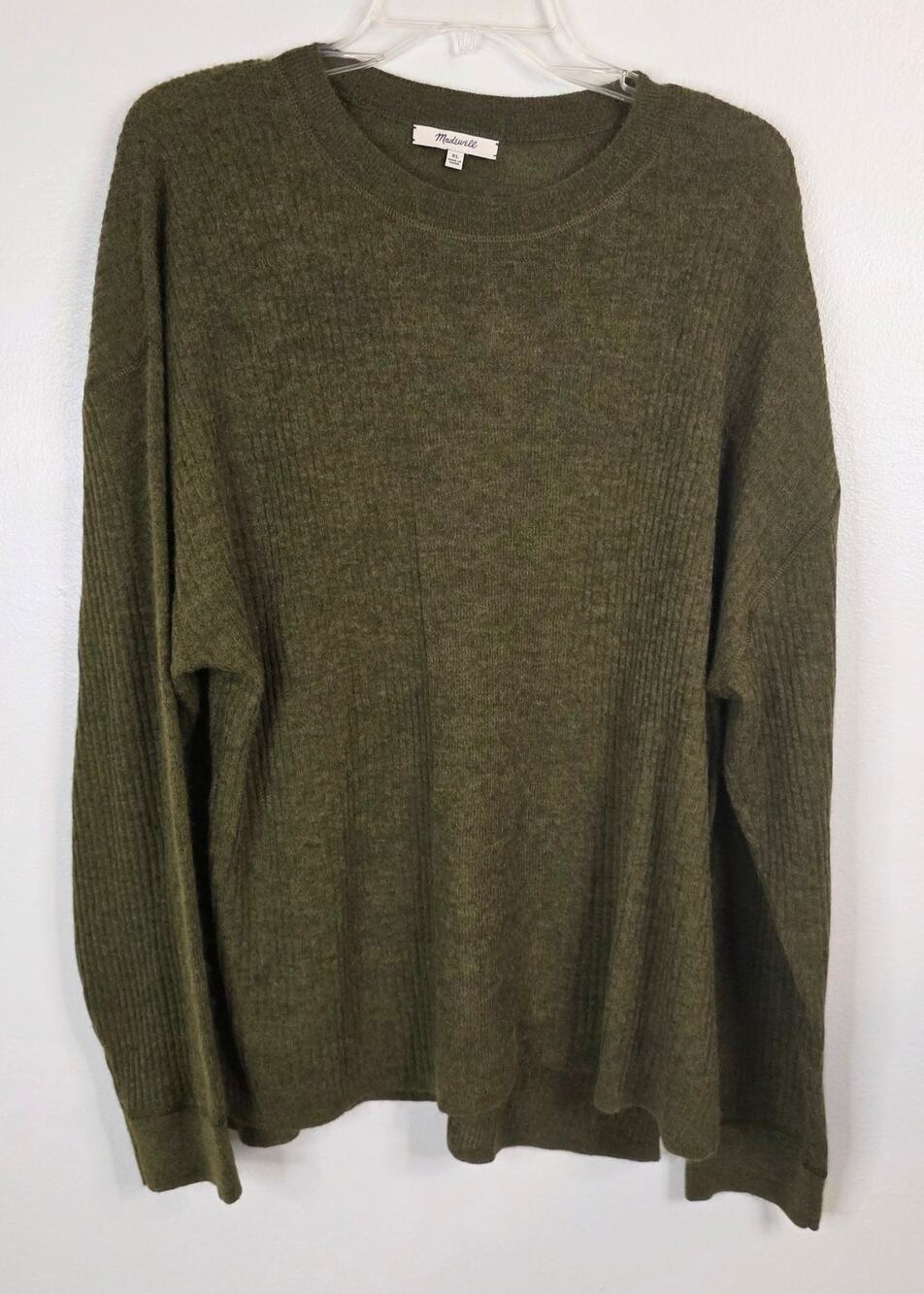 Madewell Long Sleeve Ribbed Crewneck Sweater Alpaca Blend Women's Size XL Kale